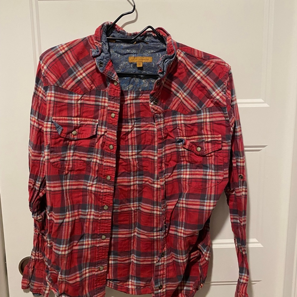 Jaches Girlfriend button down shirt, Size: M, great condition, Color: red